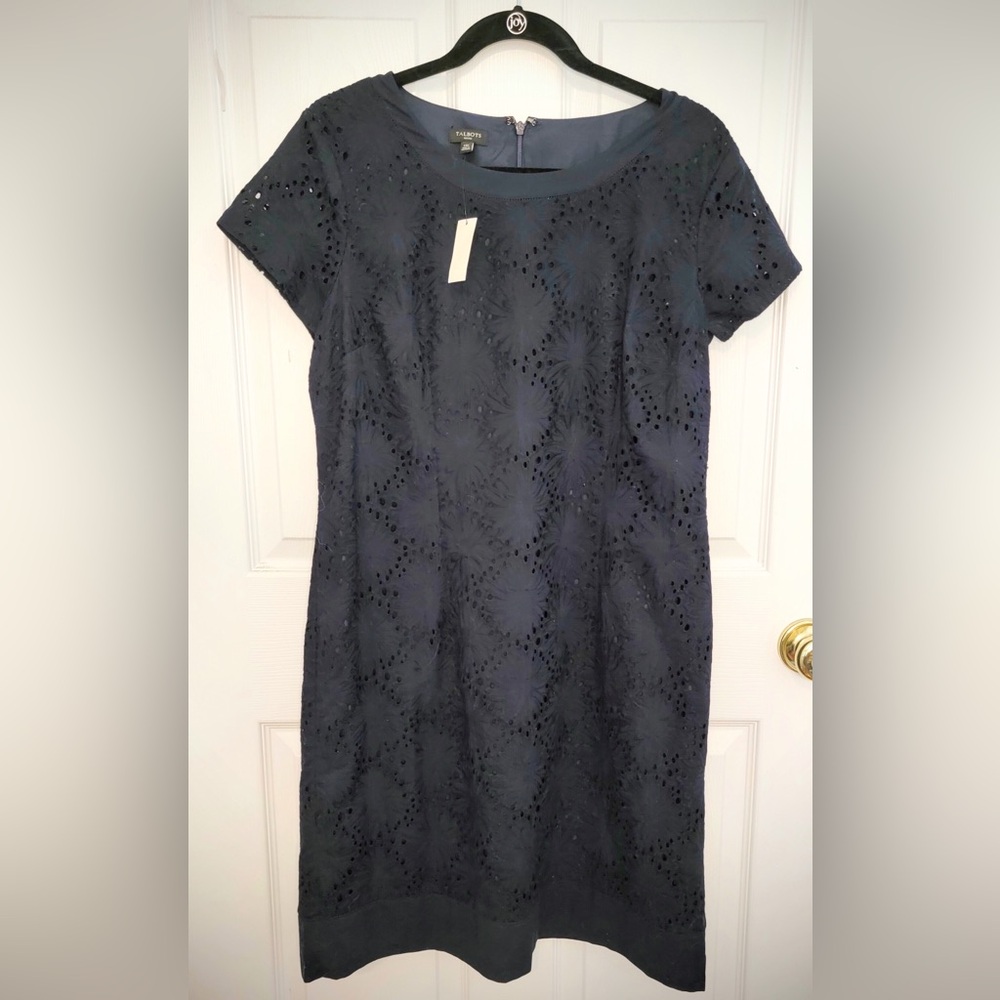 Talbots Navy Blue Eyelet Dress